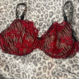 Paramour Red and Black Animal Print Bra with Underwire
